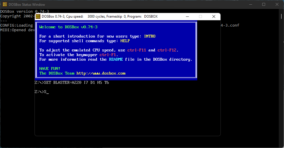 DOSBox after launching